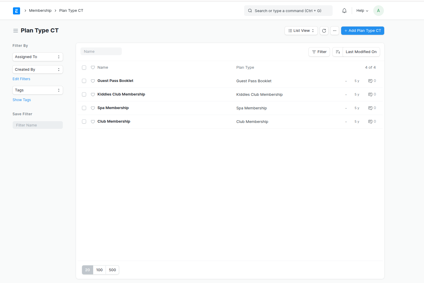 Plan Type Screenshot