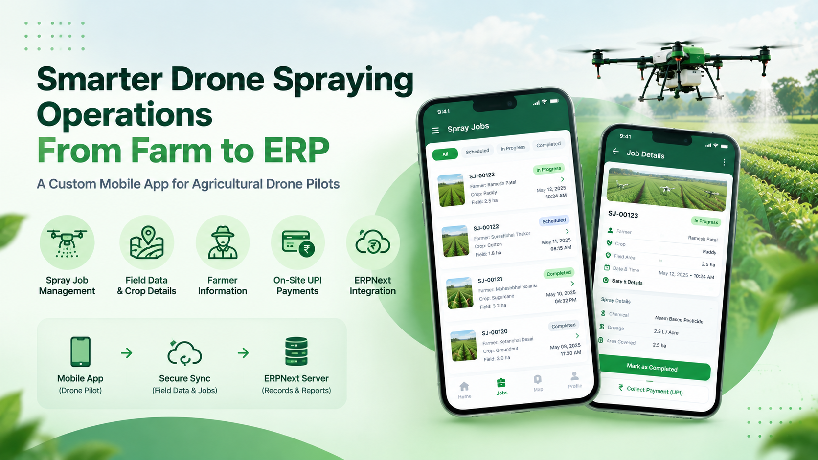 Streamlining Agri-Tech Operations: A Custom ERPNext Mobile App for Cropflyt Drone Pilots - Cover Image