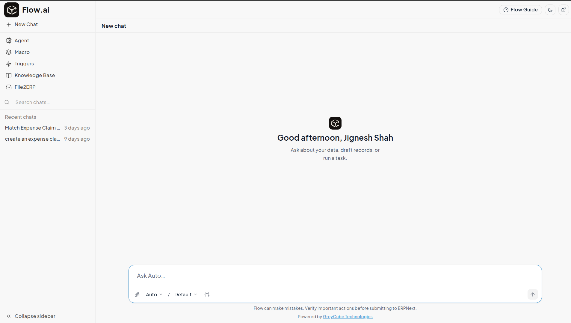FLOW AI chat interface
