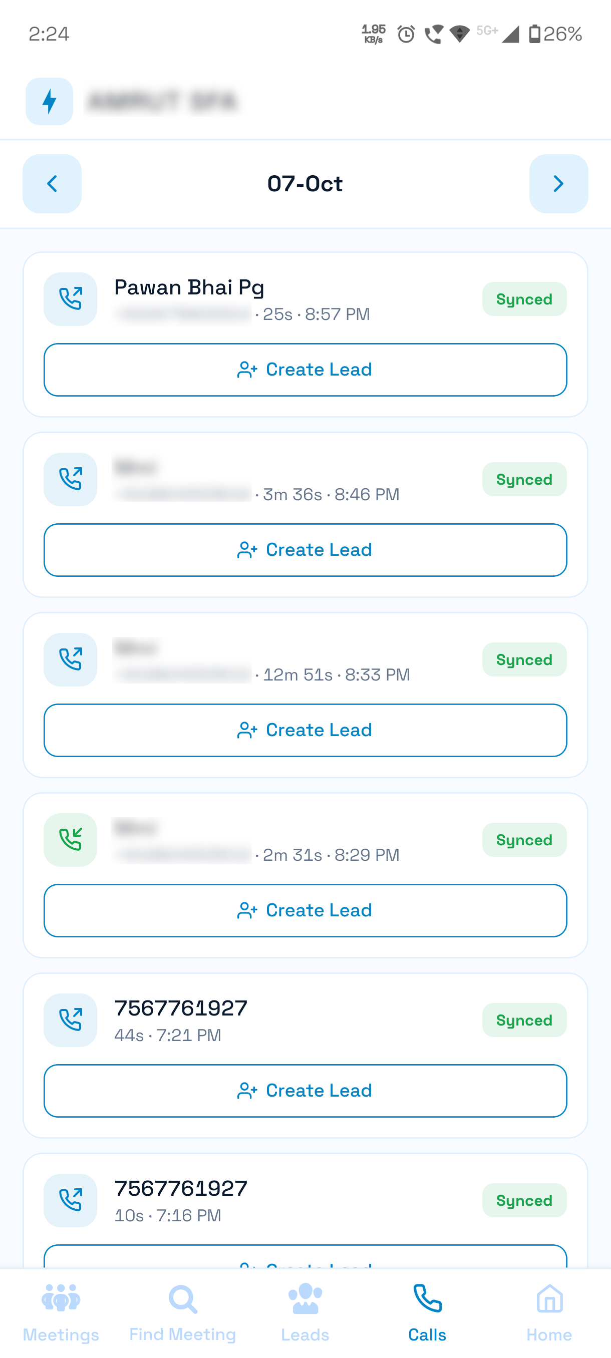 Custom Mobile App Call Tracking Interface